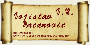 Vojislav Macanović vizit kartica